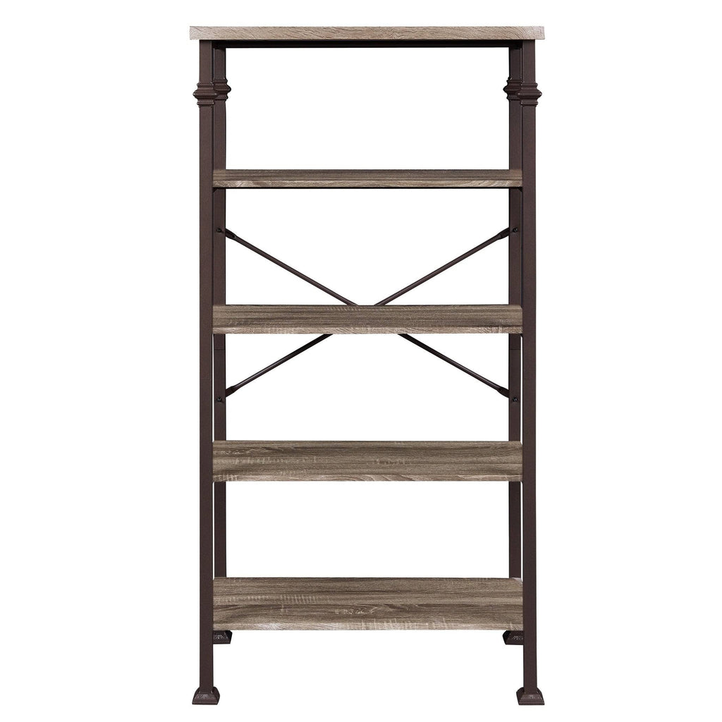 5-Tier Grey Oak Metal Bookshelf F350