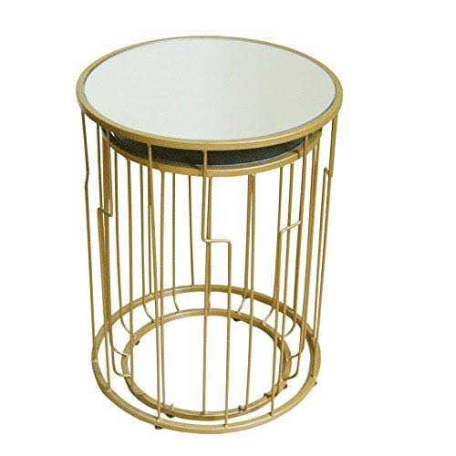 Metal Accent Nesting Tables with Glass Top Set of 2 Gold Z796569