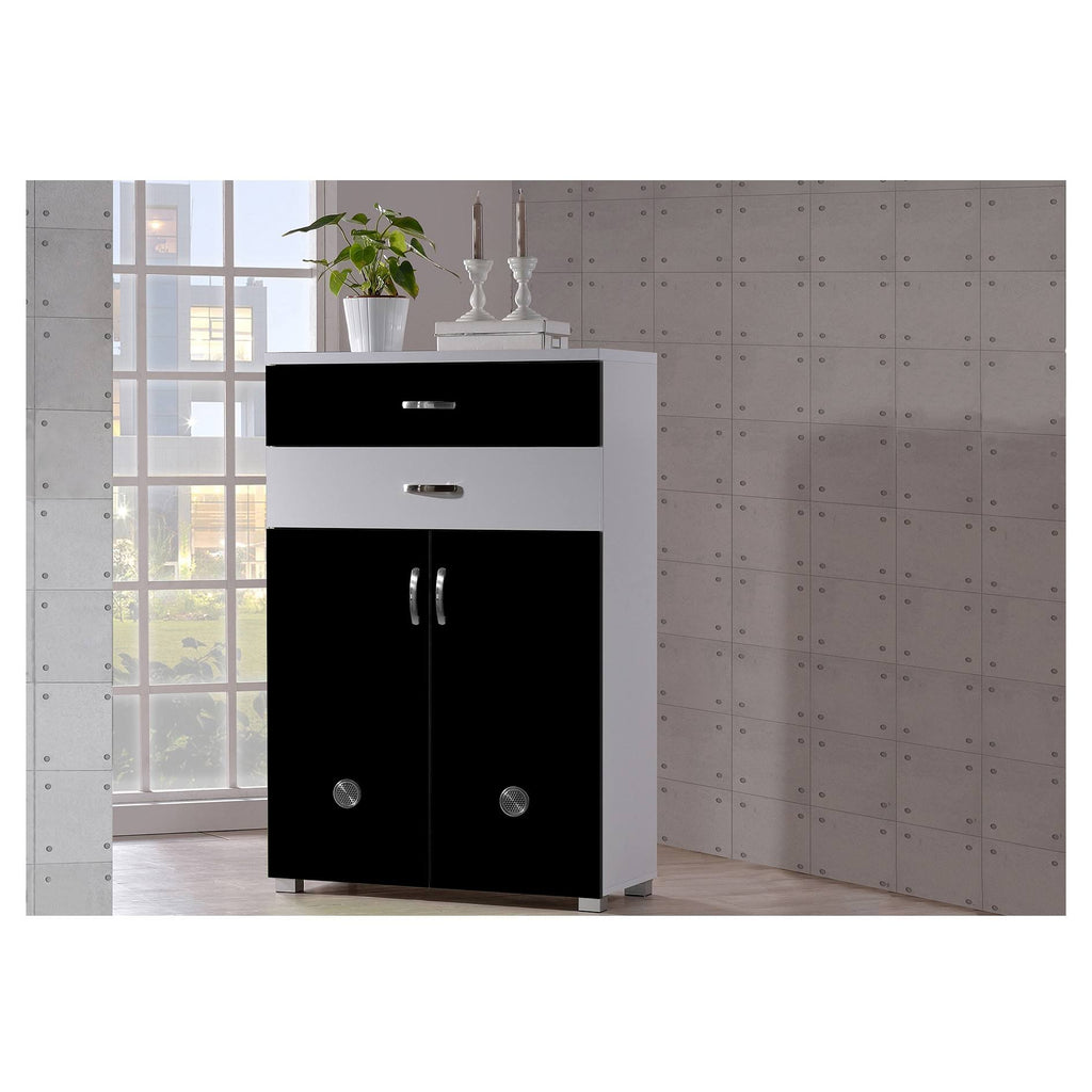 Black and White 2-Tone Shoe Cabinet with Two Doors B882980