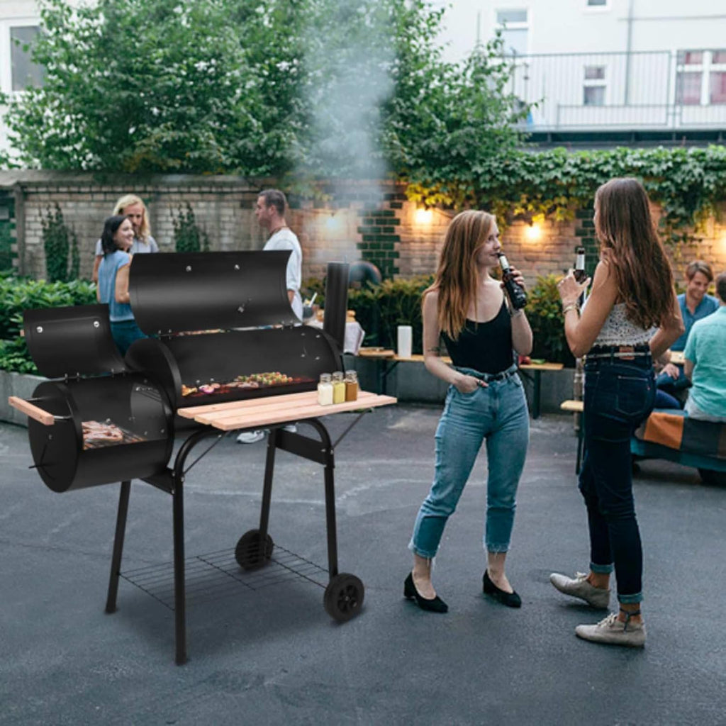 Charcoal Offset Smoker BBQ Grill with Wheels Y8094