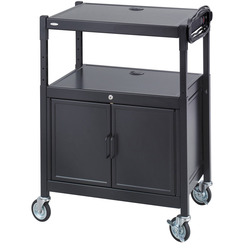 Steel Adjustable AV Cart with Cabinet P6446