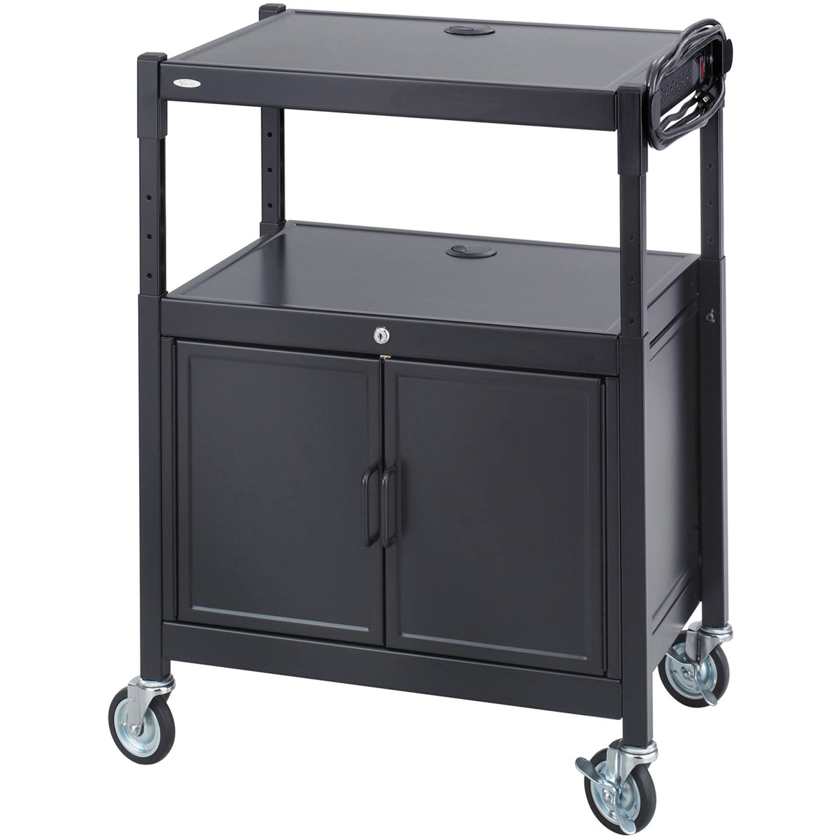 Steel Adjustable AV Cart with Cabinet P6446