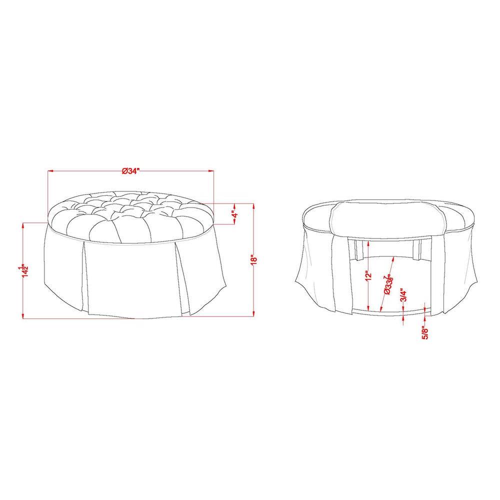 Blue Tufted Round Fabric Ottoman T68829