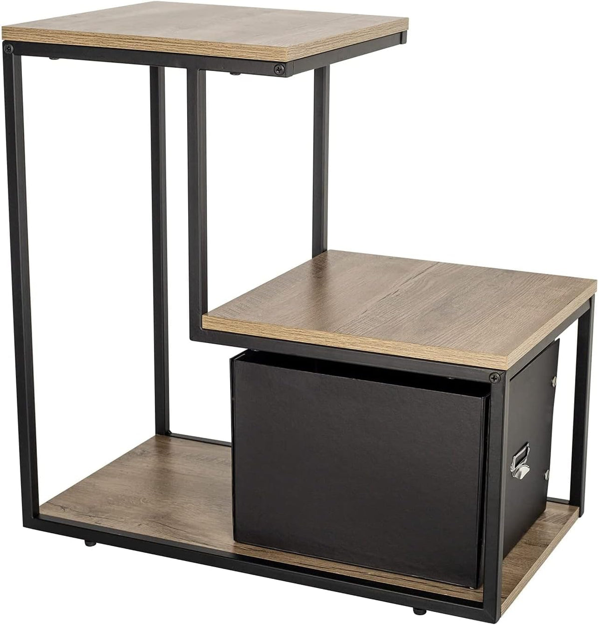 Small Wooden Sofa Side Table with Storage Shelf and 2 Drawers Y18130