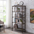 5-Tier Grey Oak Metal Bookshelf F350