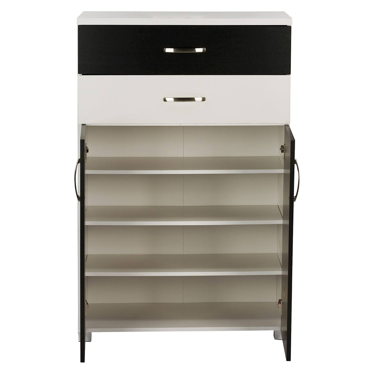 Black and White 2-Tone Shoe Cabinet with Two Doors B882980