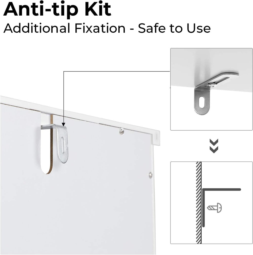 White Tall Bathroom Storage Cabinet with 3 Tier Shelves T8273