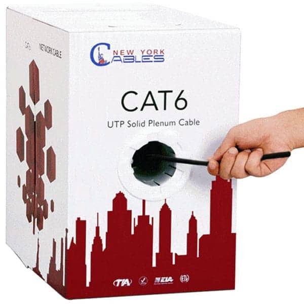 Black Cat6 Plenum Cable 550 MHz Pure Copper 1000ft Cmp Ethernet 23AWG UTP C336