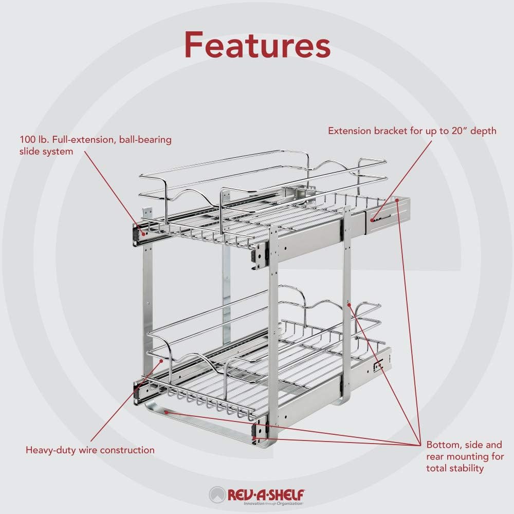 12 x 18 Inch 2-Tier Wire Pull Out Shelf B393