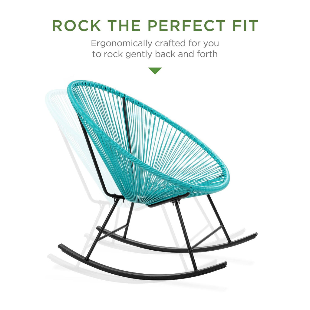 3-Piece All-Weather Woven Rope Bistro Furniture Set with Rocking Chairs O8105
