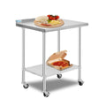 Stainless Steel Table 24x36 Inches with Caster Wheels and Undershelf I4201