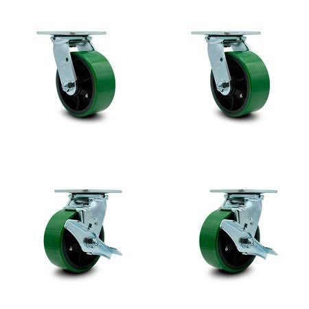 5 inch Polyurethane Wheel Caster Set with Brakes C19760