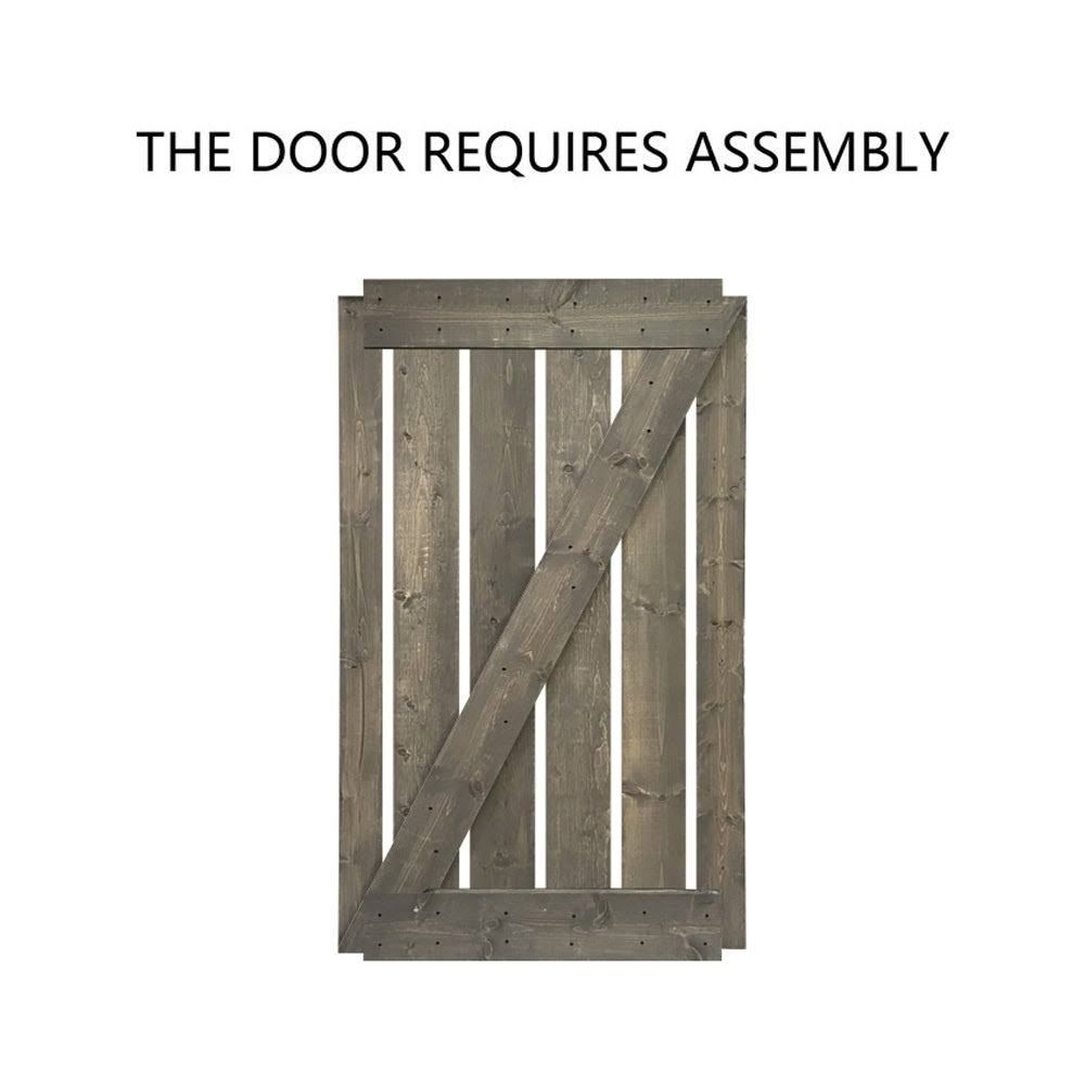 36 in. x 84 in. Weather Gray Stained Solid Pine Wood Interior Sliding Barn Door with Hardware Kit Y747645