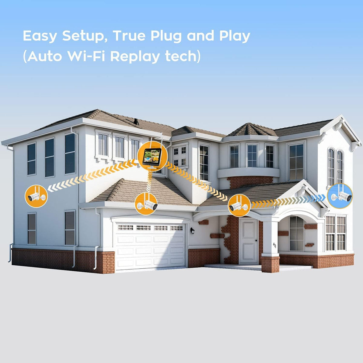 2K All-in-One Wireless Security Camera System with 12 HD Monitor C366508