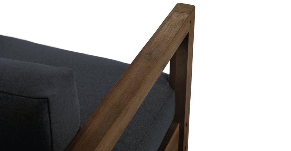Black Outdoor Lounge Chair Solid Teak U83632