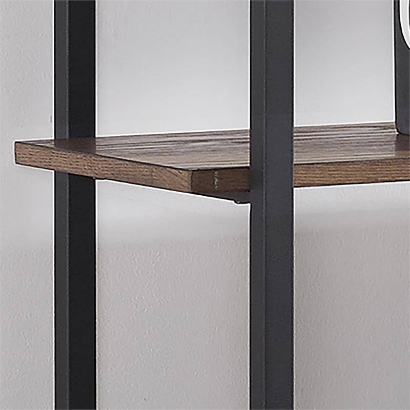 Dark Oak 58-Inch Metal Bookcase T49891