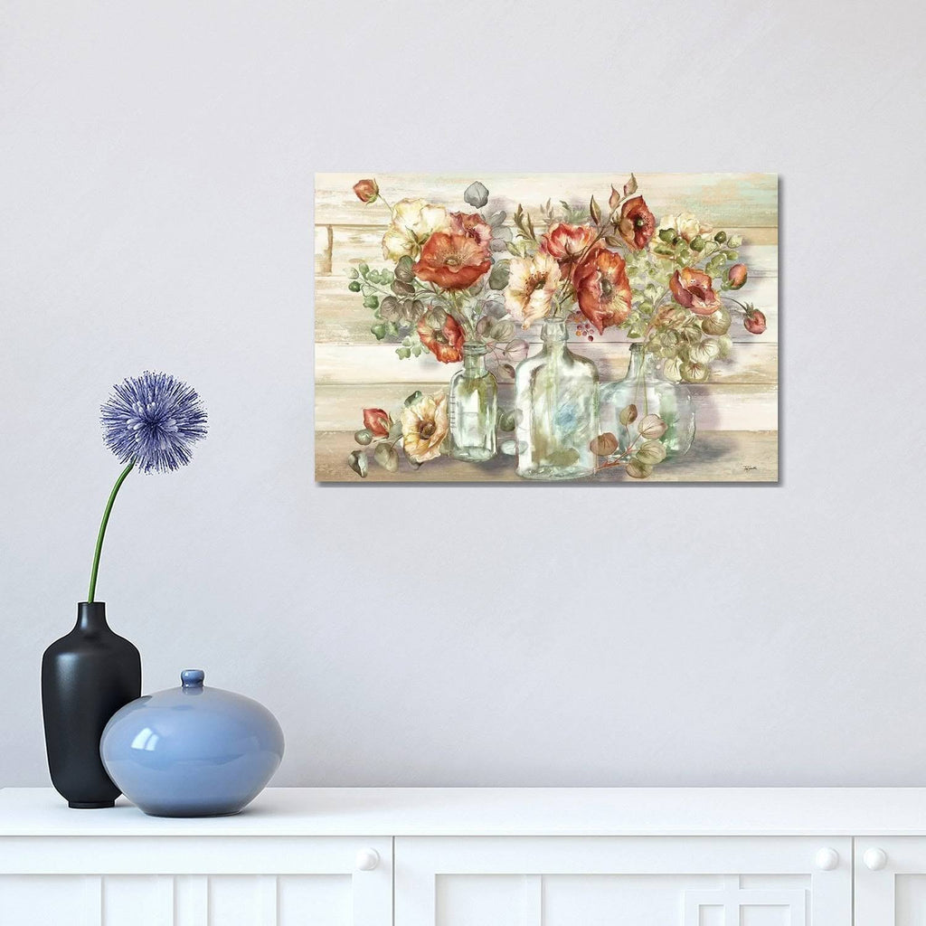 Spice Poppies and Eucalyptus in Bottles Canvas Print F734375