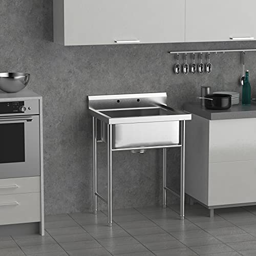 28" Stainless Steel Utility Sink with Backsplash V961