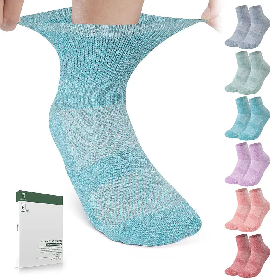 Bamboo Viscose Non Binding Diabetic Ankle Socks 6 Pairs J801182