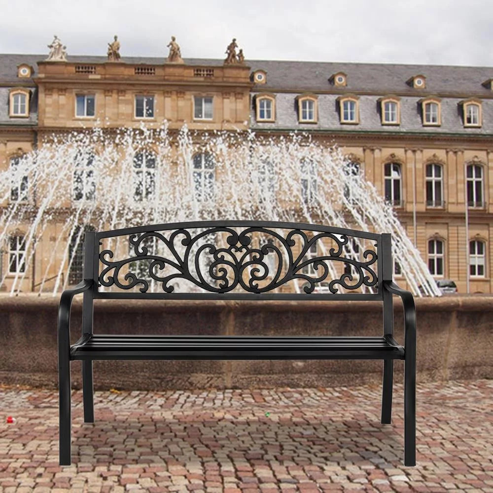 Black Iron Outdoor Bench C106