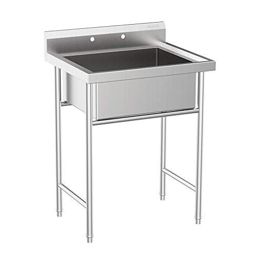 28" Stainless Steel Utility Sink with Backsplash V961