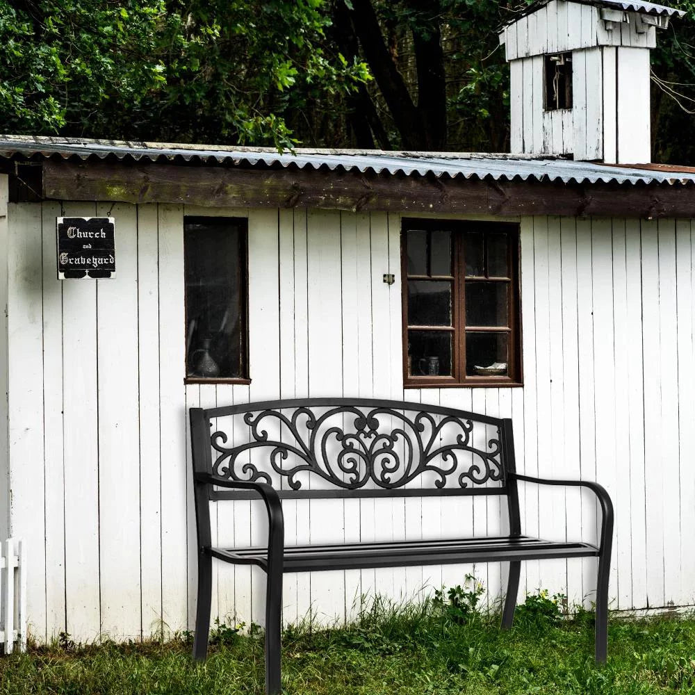 Black Iron Outdoor Bench C106