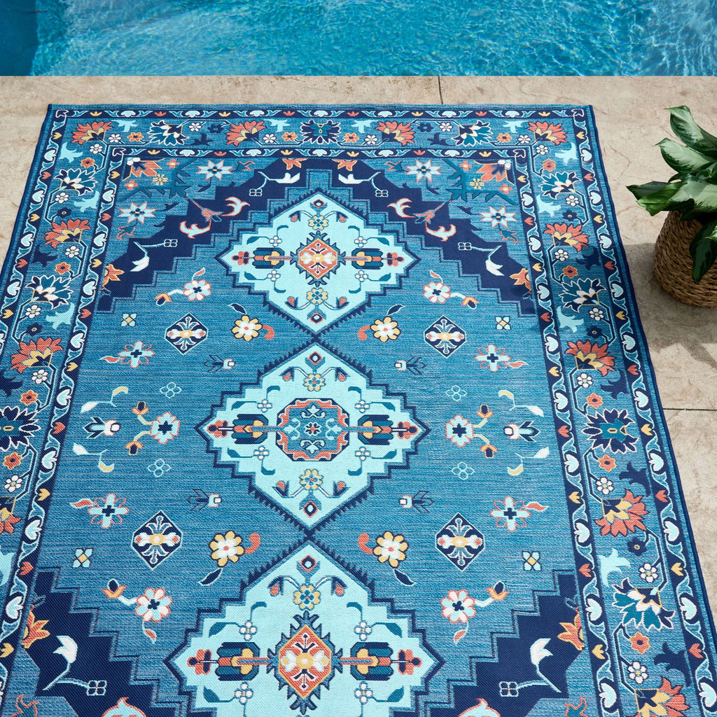 Indigo Blue 5' x 7' Outdoor Rug D313