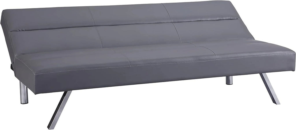 Faux Leather Convertible Futon Sofa Bed with Chrome Legs G789