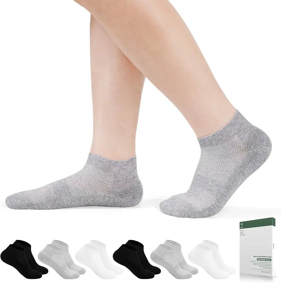 6 Pairs Bamboo Viscose Non Binding Diabetic Ankle Low Cut Socks N9189