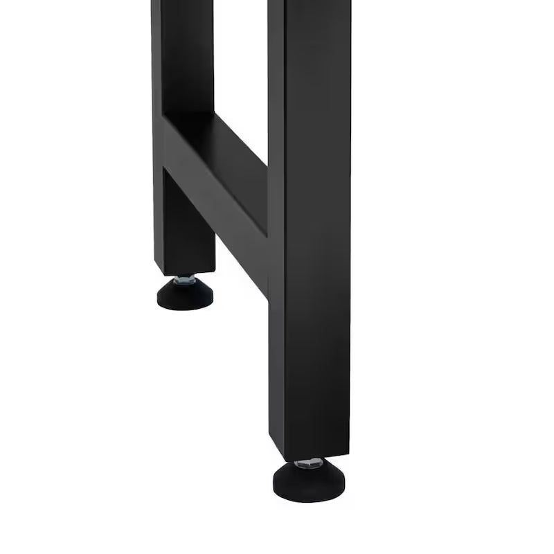 Black Adjustable Height Solid Wood Top Workbench W66632