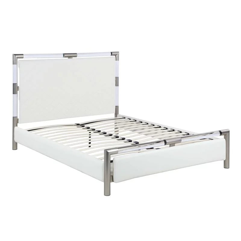 Gloss White Wood & Acrylic King-size 3-Piece Bedroom Set D859
