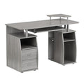 Gray Computer Workstation Desk with Storage S34814