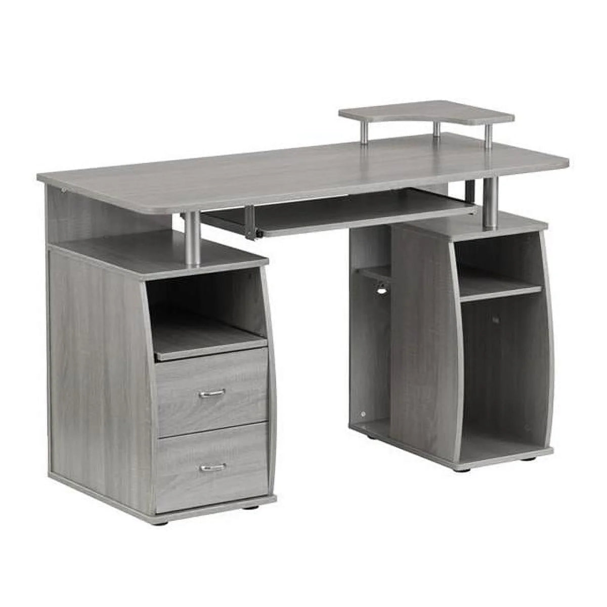 Gray Computer Workstation Desk with Storage S34814