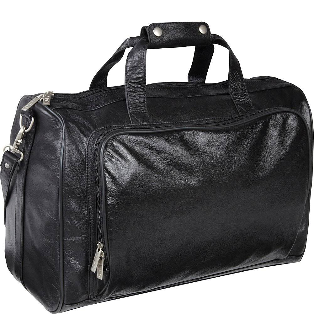 18" Leather Carry on Weekend Duffel Black R485470