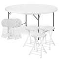 13 Pieces 5.5 FT White Folding Table and Chair Set E13824