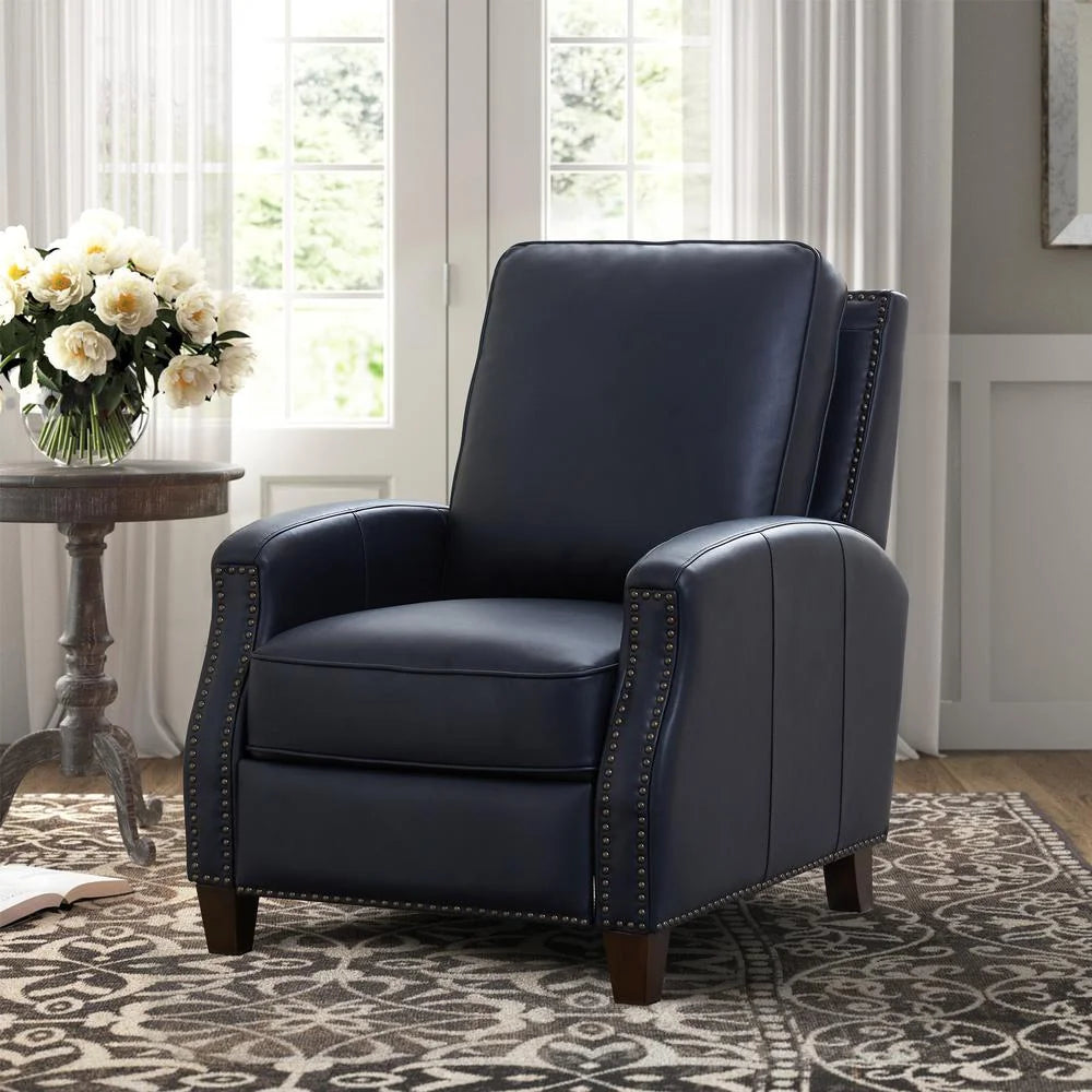 Midnight Blue Faux Leather Push Back Recliner T360172