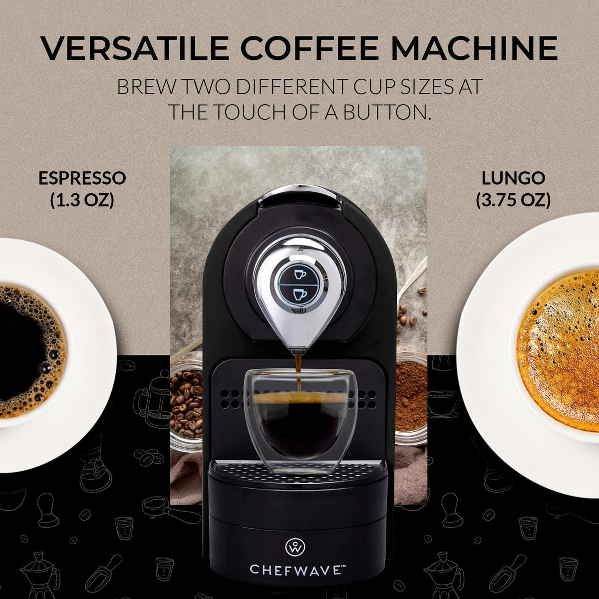 Black Mini Espresso Machine with Coffee Capsules and Holder H286221