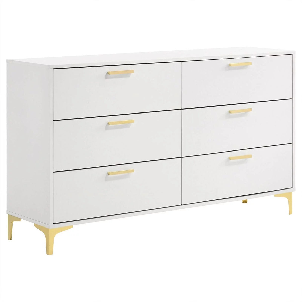 4-piece Wood California King Bedroom Set in White and Gold W772373