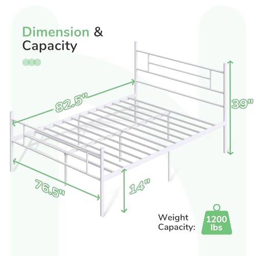Full Size Metal Platform Bed Frame with Headboard and Footboard T724546