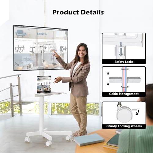 Mobile TV Stand with Tilt Function, Rolling TV Cart for 23-60" TVs, up to 88lbs E140
