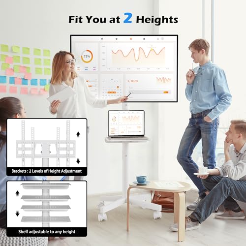 Mobile TV Stand with Tilt Function, Rolling TV Cart for 23-60" TVs, up to 88lbs E140