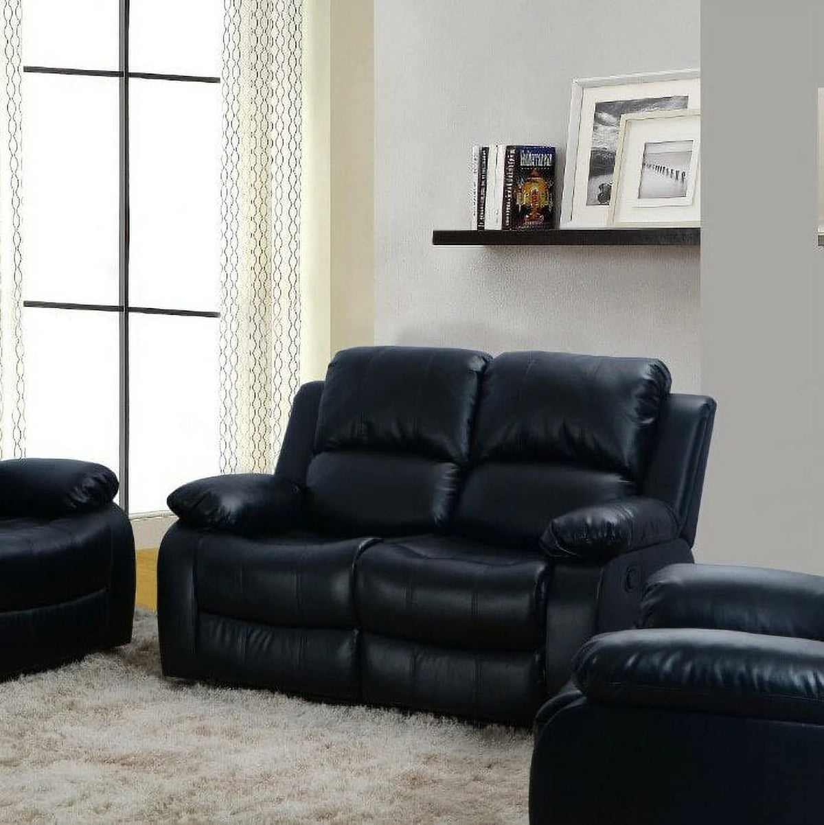 Black 3 Piece Reclining Living Room Set R94911