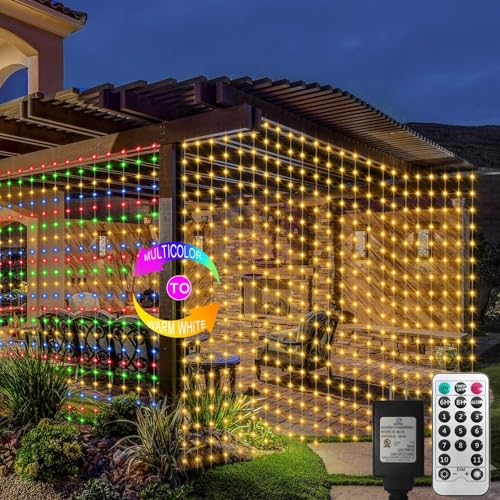 600 LED 20Ftx10Ft Dual Color Changing Curtain Lights with Timer Remote Waterproof D934164