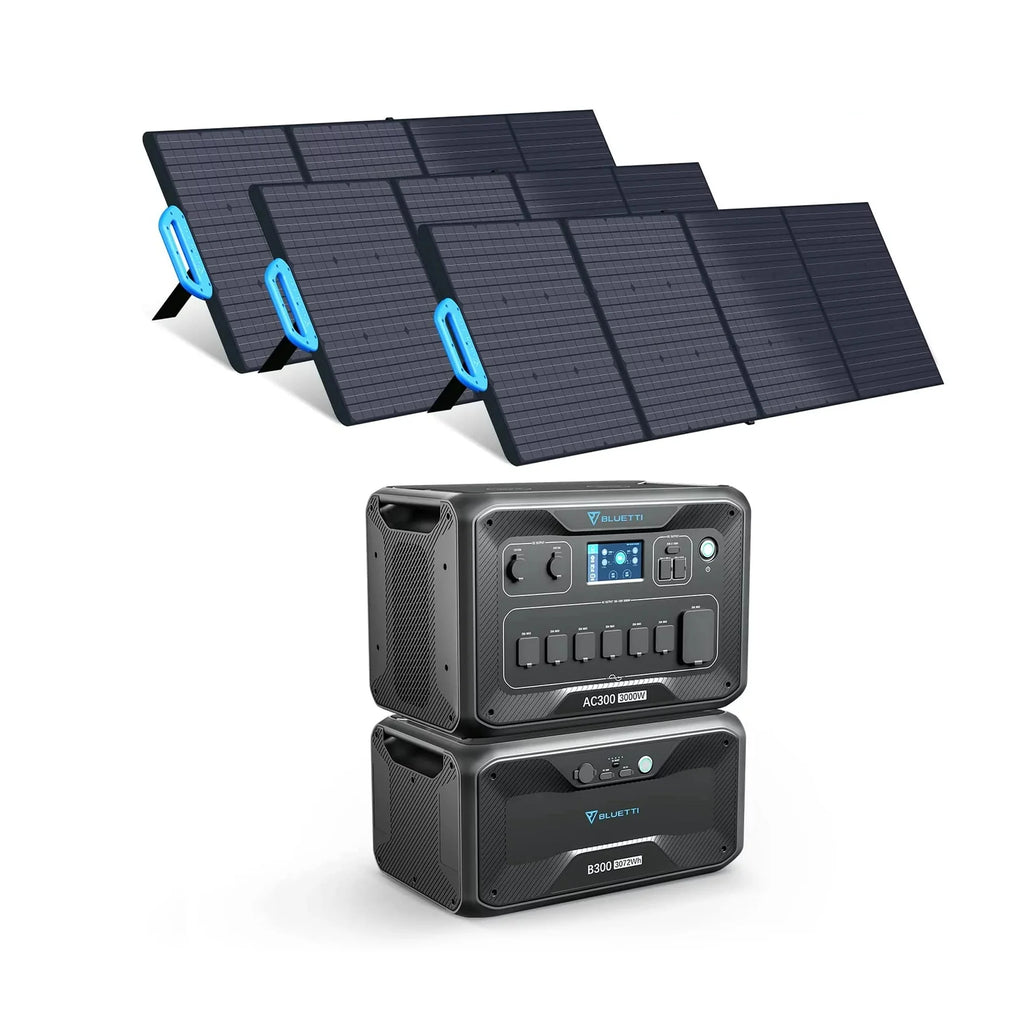 3072Wh Expansion Battery Power Station with 3 200W Solar Panels H8598