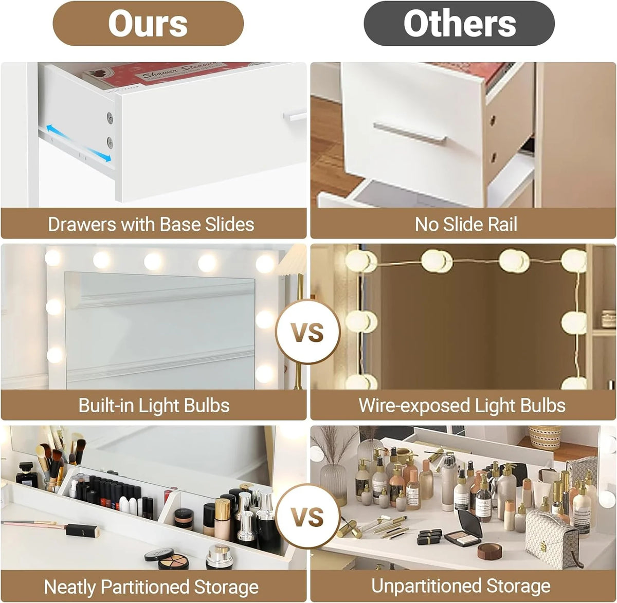 White Vanity Table with Light and Mirror M9396