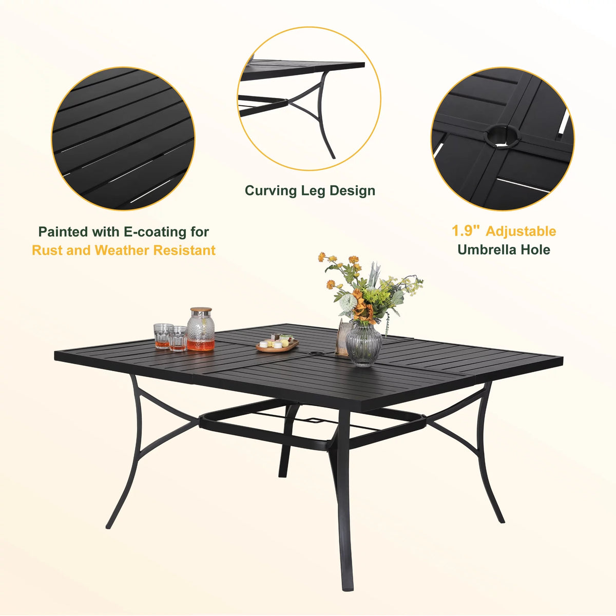 9-Piece Outdoor Patio Dining Set with Metal Steel Table & Stackable Chairs B5456