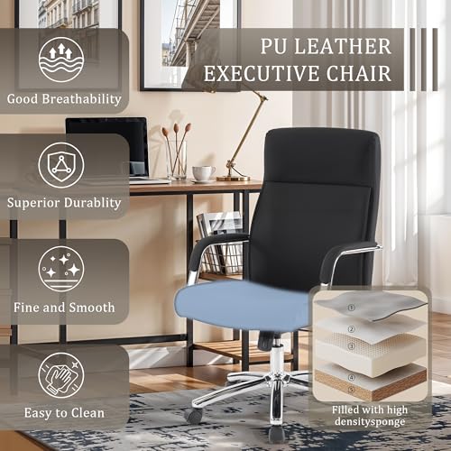 Faux Leather Adjustable Swivel Desk Chair with Gold Legs and Armrests S4549
