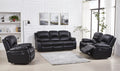 Black Bonded Leather Reclining Sofa 3 Piece Set E312