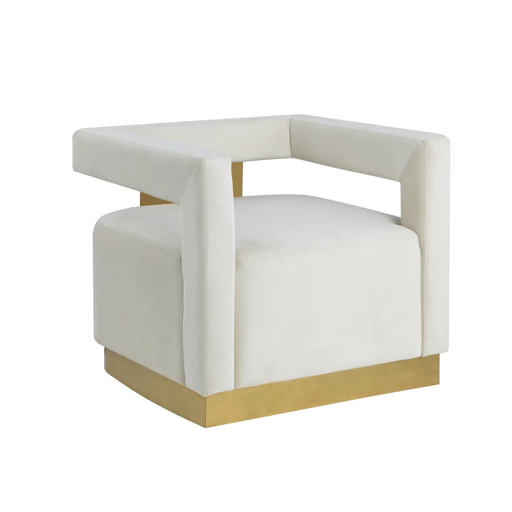 White Velvet Upholstered Accent Chair S278602