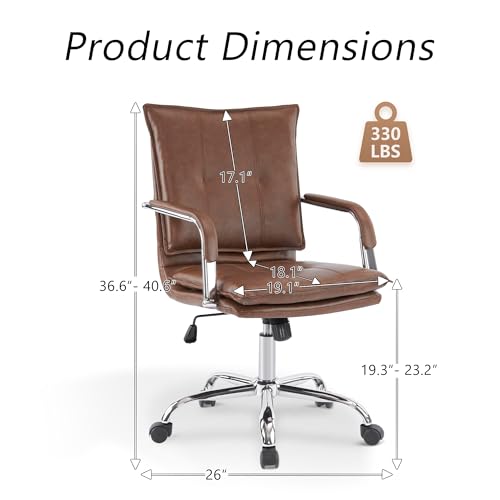 Brown Leather Ergonomic Office Chair with Arms G574980